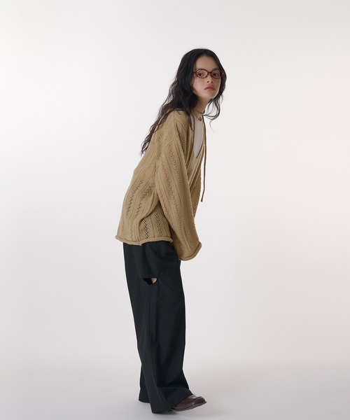 MUHET（ミュエータ）の「side cut out layered slacks pants / サイドカットアウトレイヤードスラックスパンツ（スラックス・レディース・ブラウン/オフホワイト/ブラック・SMALL/MEDIUM）」の19枚目の写真