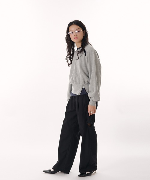 MUHET（ミュエータ）の「side cut out layered slacks pants / サイドカットアウトレイヤードスラックスパンツ（スラックス・レディース・ブラウン/オフホワイト/ブラック・SMALL/MEDIUM）」の15枚目の写真