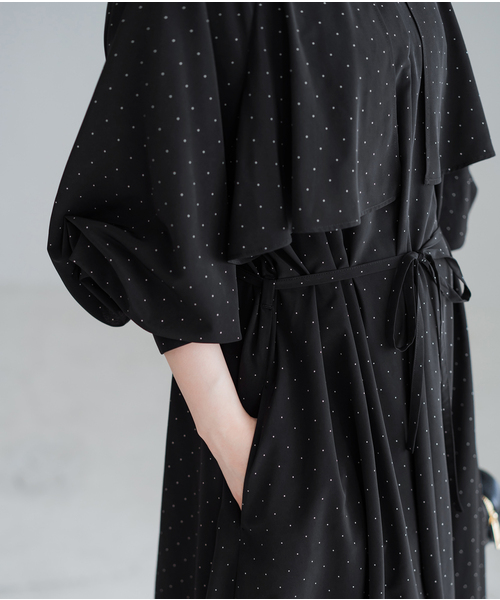IENA(イエナ)の「《WEB限定/追加3》ドットサッシュワンピース(ワンピース・レディース・ブラック・FREE)」の16枚目の写真