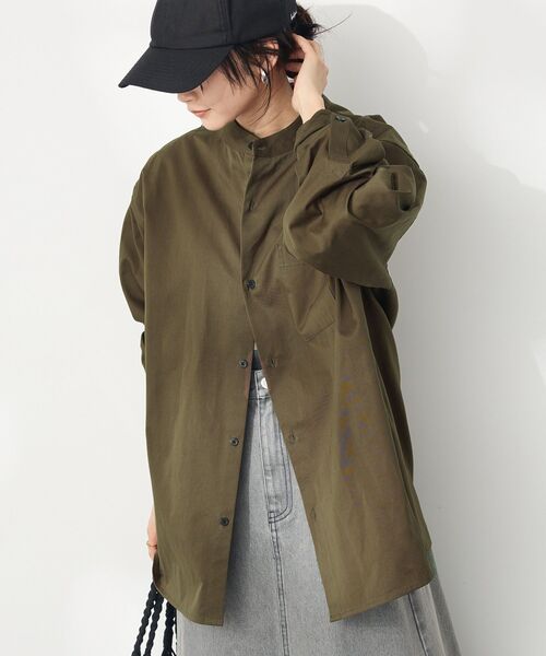 CRAFT STANDARD BOUTIQUE（クラフトスタンダードブティック）の「【ユニセックス】バンドカラーシャツB（シャツ/ブラウス・レディース・ベージュ/ダークカーキ・S/M）」の5枚目の写真
