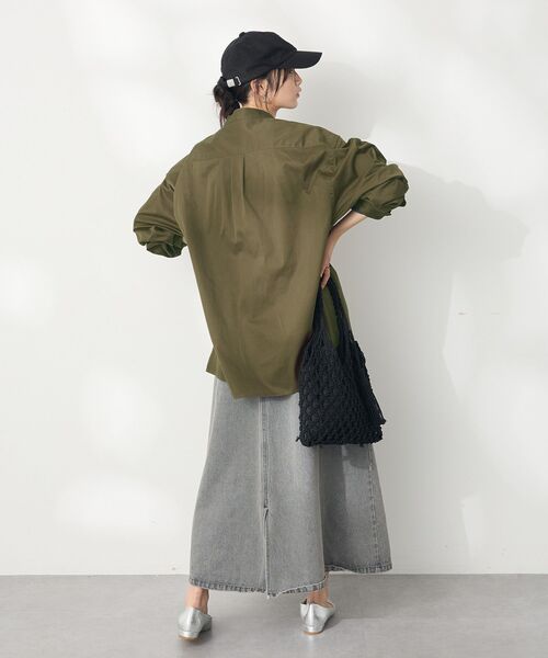 CRAFT STANDARD BOUTIQUE（クラフトスタンダードブティック）の「【ユニセックス】バンドカラーシャツB（シャツ/ブラウス・レディース・ベージュ/ダークカーキ・S/M）」の9枚目の写真