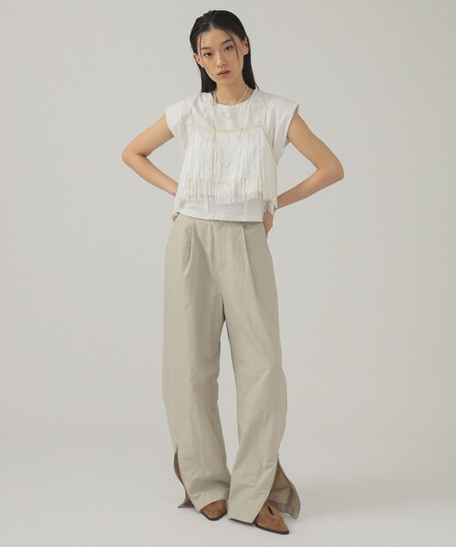 Ray BEAMS（レイビームス）の「ショルダー パッド フレンチスリーブ Tシャツ（Tシャツ/カットソー・レディース・ミント/ホワイト/ブラック・ONE SIZE）」の4枚目の写真