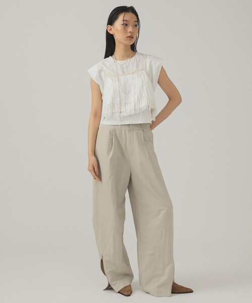 Ray BEAMS（レイビームス）の「ショルダー パッド フレンチスリーブ Tシャツ（Tシャツ/カットソー・レディース・ミント/ホワイト/ブラック・ONE SIZE）」の5枚目の写真