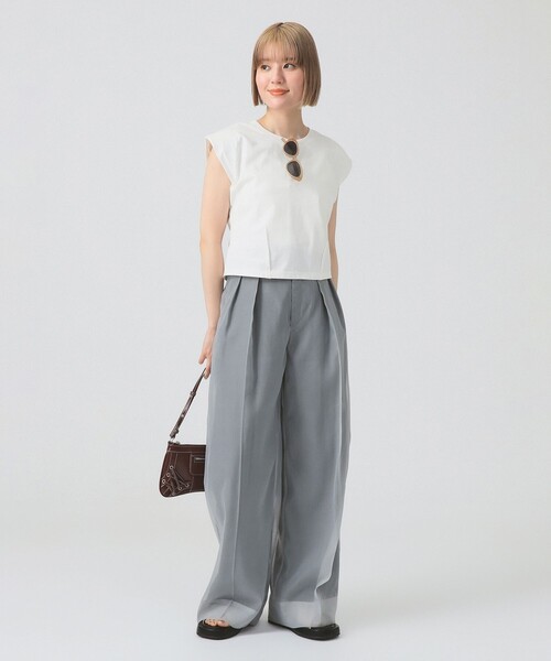 Ray BEAMS（レイビームス）の「ショルダー パッド フレンチスリーブ Tシャツ（Tシャツ/カットソー・レディース・ミント/ホワイト/ブラック・ONE SIZE）」の8枚目の写真