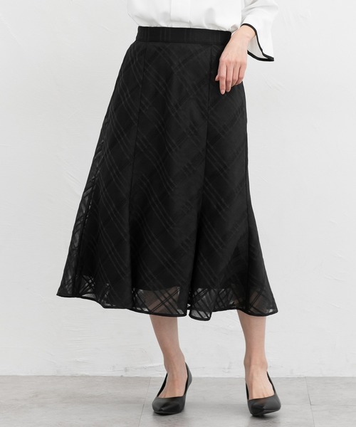 Honeys(ハニーズ)の「シアーチェックスカート(スカート・レディース・アイボリー/ブラック/ネイビー/ラベンダー・3L/L/LL/M/S)」の1枚目の写真