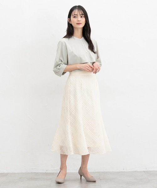 Honeys(ハニーズ)の「シアーチェックスカート(スカート・レディース・アイボリー/ブラック/ネイビー/ラベンダー・3L/L/LL/M/S)」の5枚目の写真