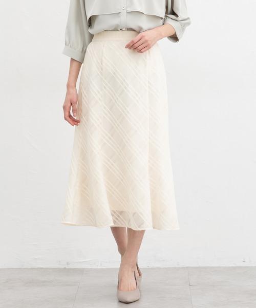 Honeys(ハニーズ)の「シアーチェックスカート(スカート・レディース・アイボリー/ブラック/ネイビー/ラベンダー・3L/L/LL/M/S)」の6枚目の写真