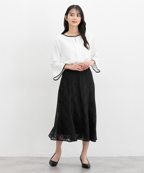 Honeys(ハニーズ)の「シアーチェックスカート(スカート・レディース・アイボリー/ブラック/ネイビー/ラベンダー・3L/L/LL/M/S)」の7枚目の写真