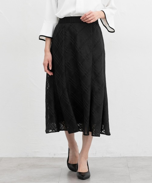 Honeys(ハニーズ)の「シアーチェックスカート(スカート・レディース・アイボリー/ブラック/ネイビー/ラベンダー・3L/L/LL/M/S)」の8枚目の写真