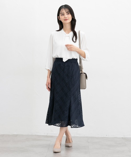 Honeys(ハニーズ)の「シアーチェックスカート(スカート・レディース・アイボリー/ブラック/ネイビー/ラベンダー・3L/L/LL/M/S)」の9枚目の写真