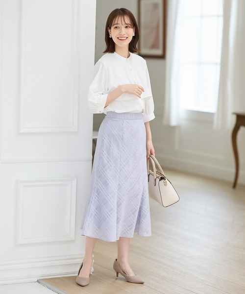 Honeys(ハニーズ)の「シアーチェックスカート(スカート・レディース・アイボリー/ブラック/ネイビー/ラベンダー・3L/L/LL/M/S)」の12枚目の写真