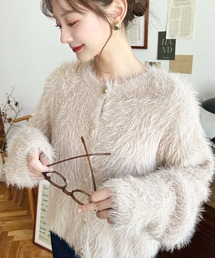 カーディガン/ボレロ（ベージュ系・ショート丈）ファッション