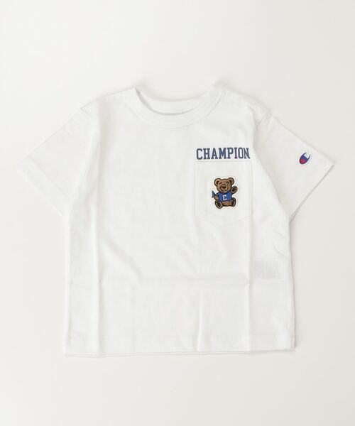 Champion(チャンピオン)の「チャンピオン チャンピオン ポケ付半T_Champion SHORT SLEEVE POCKET T-SHIRT(Tシャツ/カットソー・キッズ・アイボリー/ブルー/マスタード/ホワイト・100cm/110cm/120cm/130cm/140cm/150cm/160cm)」の1枚目の写真