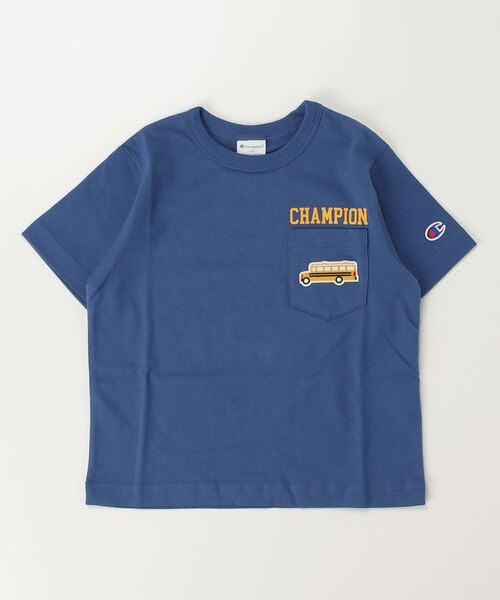Champion(チャンピオン)の「チャンピオン チャンピオン ポケ付半T_Champion SHORT SLEEVE POCKET T-SHIRT(Tシャツ/カットソー・キッズ・アイボリー/ブルー/マスタード/ホワイト・100cm/110cm/120cm/130cm/140cm/150cm/160cm)」の3枚目の写真