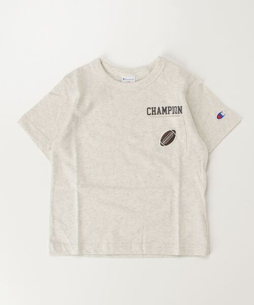 Champion(チャンピオン)の「チャンピオン チャンピオン ポケ付半T_Champion SHORT SLEEVE POCKET T-SHIRT(Tシャツ/カットソー・キッズ・アイボリー/ブルー/マスタード/ホワイト・100cm/110cm/120cm/130cm/140cm/150cm/160cm)」の2枚目の写真