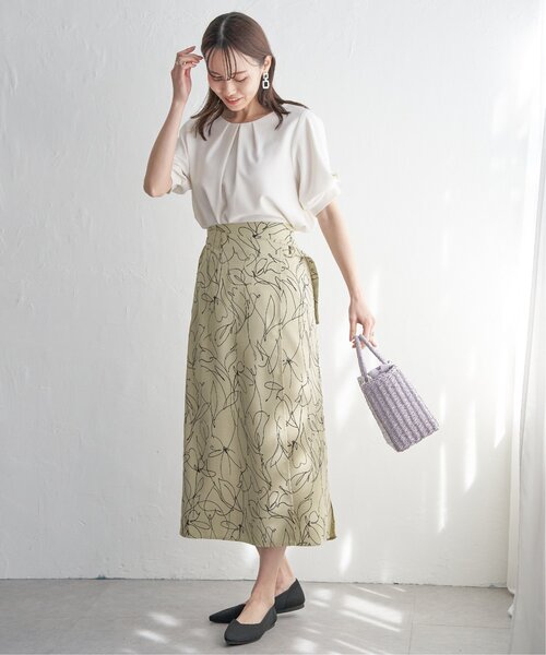 IKKA LOUNGE(イッカラウンジ)の「リネンライクラップスカート(スカート・レディース・オートミール/ダークネイビー・L/M/S)」の5枚目の写真