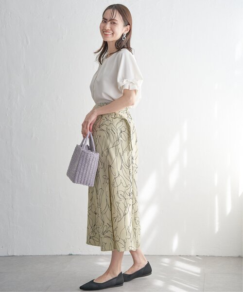 IKKA LOUNGE(イッカラウンジ)の「リネンライクラップスカート(スカート・レディース・オートミール/ダークネイビー・L/M/S)」の6枚目の写真