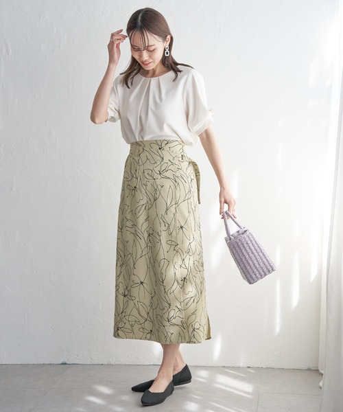 IKKA LOUNGE(イッカラウンジ)の「リネンライクラップスカート(スカート・レディース・オートミール/ダークネイビー・L/M/S)」の10枚目の写真