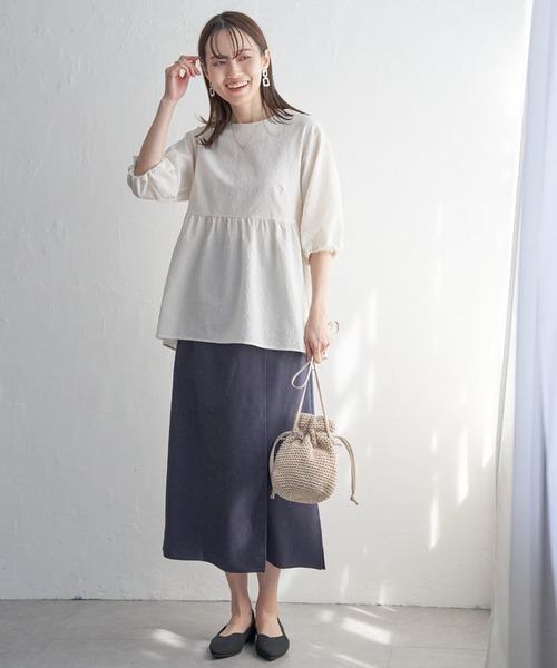 IKKA LOUNGE(イッカラウンジ)の「リネンライクラップスカート(スカート・レディース・オートミール/ダークネイビー・L/M/S)」の7枚目の写真