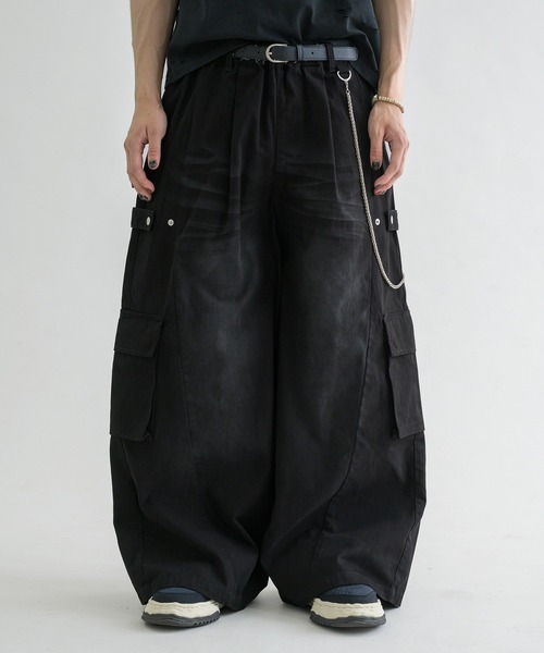 スナップボタンタックカーゴパンツ EPNK】Snap button tuck cargo pants / スナップボタンタック
