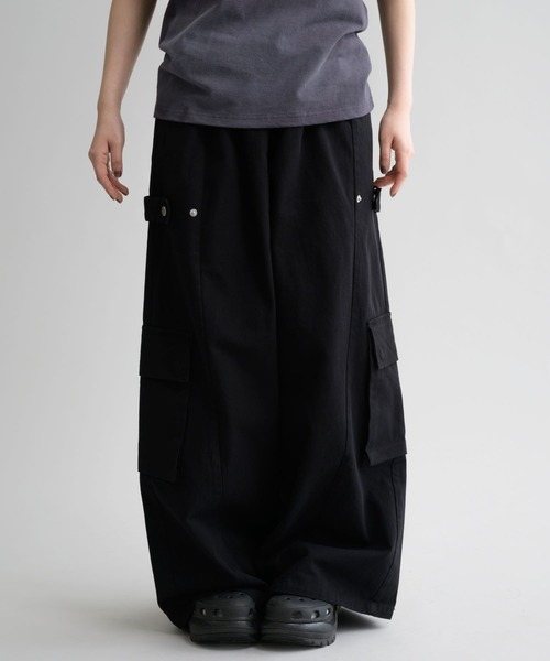 EPNK】Snap button tuck cargo pants / スナップボタンタック