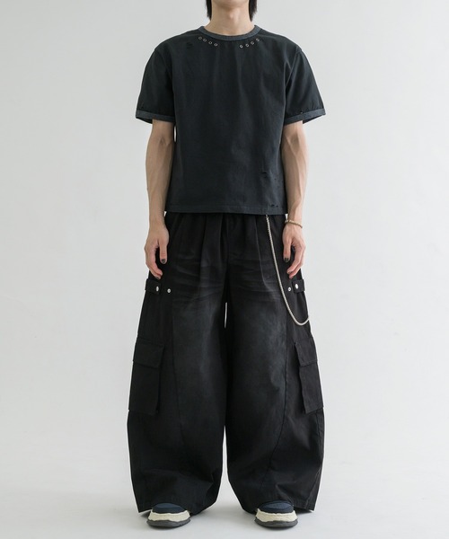EPNK】Snap button tuck cargo pants / スナップボタンタック