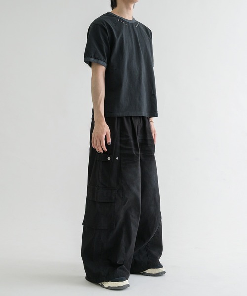EPNK】Snap button tuck cargo pants / スナップボタンタック