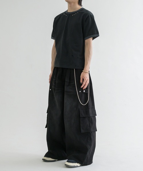 エプノック/スナップボタンタックカーゴパンツ S ブラック EPNK】Snap button tuck cargo pants / スナップボタンタック