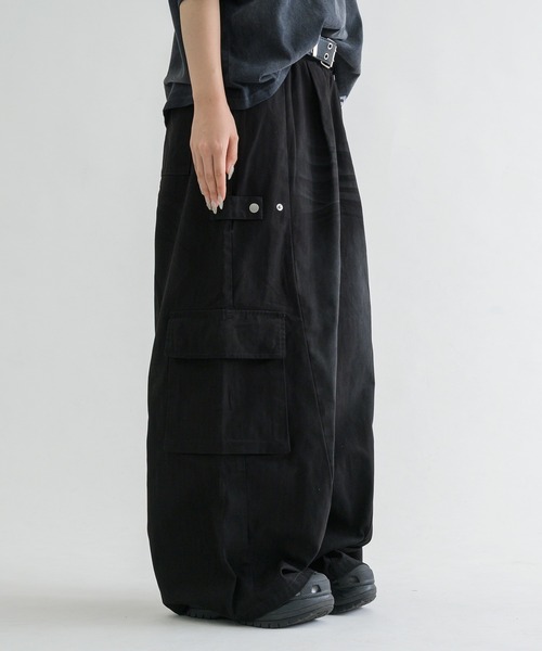 EPNK】Snap button tuck cargo pants / スナップボタンタック
