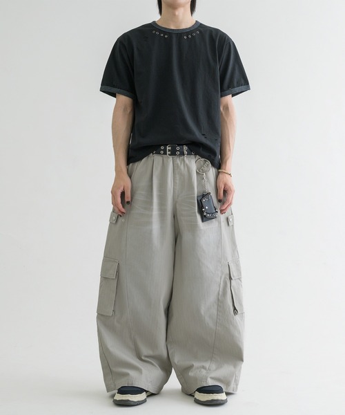 EPNK】Snap button tuck cargo pants / スナップボタンタック