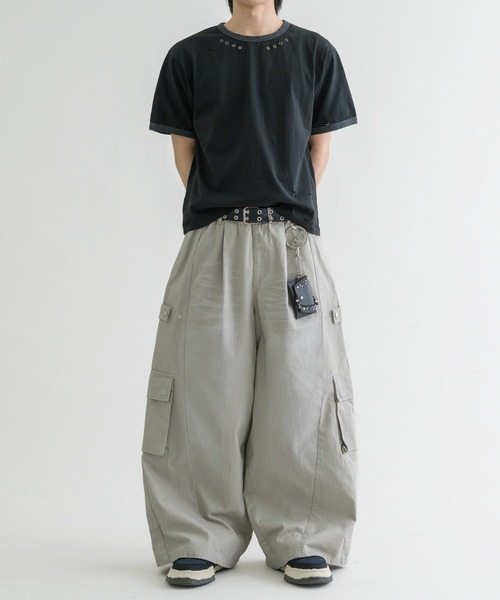 カーゴパンツ IONSEOUL Pin-tuck nylon snap over cargo pants BU208 Raucohouse】Pin-tuck nylon snap over cargo pants (Raucohouse