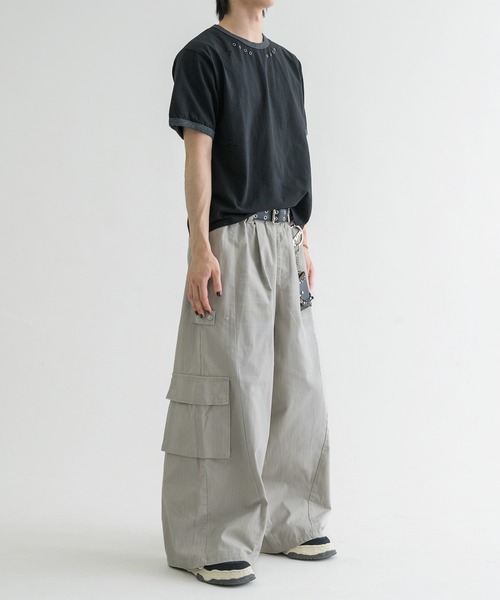 EPNK】Snap button tuck cargo pants / スナップボタンタックカーゴ