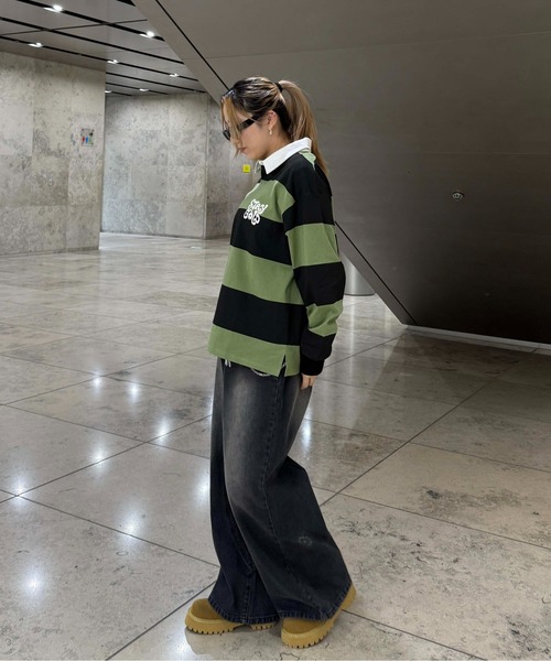 sedacle（セダクル）の「ボーダーラガーシャツ（Tシャツ/カットソー・レディース・グリーン/ベージュ・LARGE/MEDIUM/SMALL）」の18枚目の写真