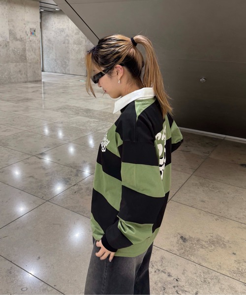 sedacle（セダクル）の「ボーダーラガーシャツ（Tシャツ/カットソー・レディース・グリーン/ベージュ・LARGE/MEDIUM/SMALL）」の14枚目の写真