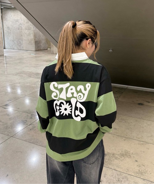 sedacle（セダクル）の「ボーダーラガーシャツ（Tシャツ/カットソー・レディース・グリーン/ベージュ・LARGE/MEDIUM/SMALL）」の15枚目の写真