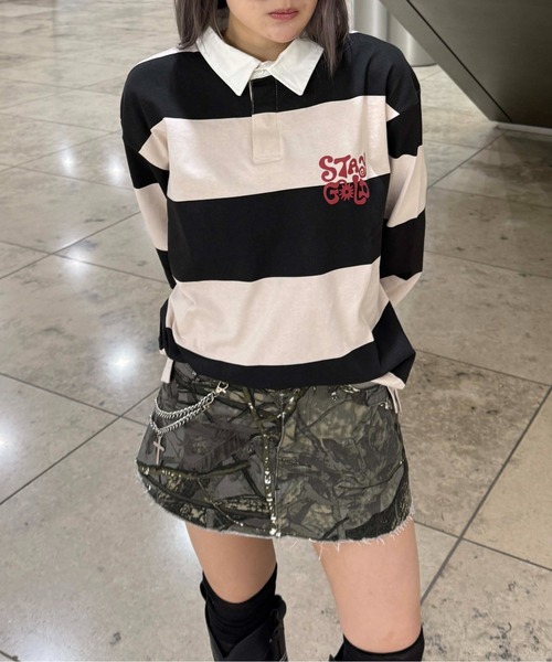 sedacle（セダクル）の「ボーダーラガーシャツ（Tシャツ/カットソー・レディース・グリーン/ベージュ・LARGE/MEDIUM/SMALL）」の3枚目の写真