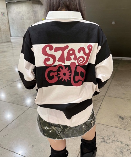 sedacle（セダクル）の「ボーダーラガーシャツ（Tシャツ/カットソー・レディース・グリーン/ベージュ・LARGE/MEDIUM/SMALL）」の4枚目の写真