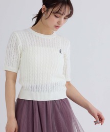 fifth（フィフス）の「ケーブル編み刺しゅうニットトップス（ニット/セーター）」