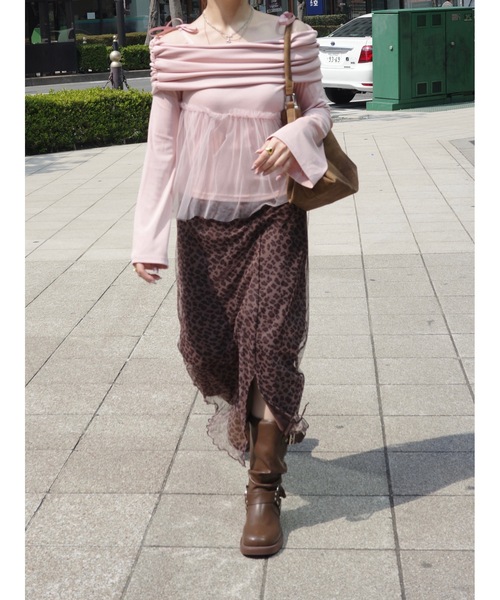 JUMELLE(ジュメロ)の「tulle off shoulder top(Tシャツ/カットソー・レディース・ベージュ/ピンク・FREE)」の16枚目の写真