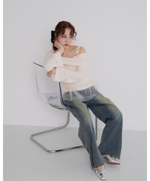 JUMELLE(ジュメロ)の「tulle off shoulder top(Tシャツ/カットソー・レディース・ベージュ/ピンク・FREE)」の18枚目の写真