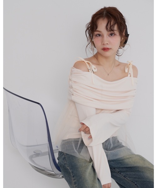 JUMELLE(ジュメロ)の「tulle off shoulder top(Tシャツ/カットソー・レディース・ベージュ/ピンク・FREE)」の20枚目の写真