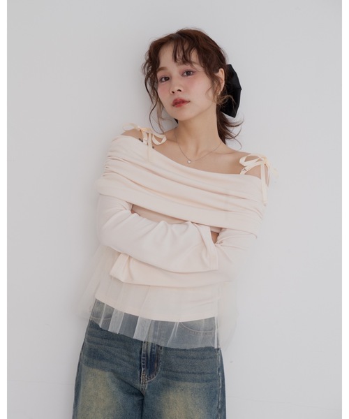 JUMELLE(ジュメロ)の「tulle off shoulder top(Tシャツ/カットソー・レディース・ベージュ/ピンク・FREE)」の21枚目の写真