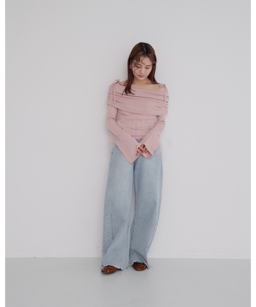 JUMELLE(ジュメロ)の「tulle off shoulder top(Tシャツ/カットソー・レディース・ベージュ/ピンク・FREE)」の22枚目の写真
