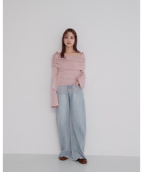 tulle off shoulder top（Tシャツ/カットソー）｜jumelle