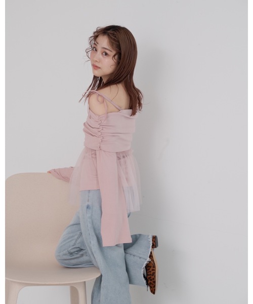JUMELLE(ジュメロ)の「tulle off shoulder top(Tシャツ/カットソー・レディース・ベージュ/ピンク・FREE)」の7枚目の写真
