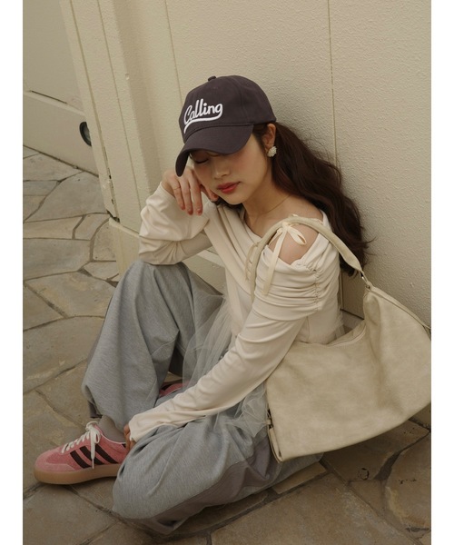 tシャツ tulle off shoulder top レディース tulle off shoulder top（Tシャツ/カットソー）｜jumelle