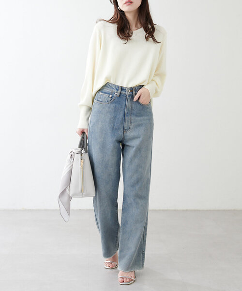 natural couture（ナチュラルクチュール）の「【ako】麻タッチⅤ開きニット（ニット/セーター・レディース・アイボリー/グレイッシュベージュ/ライム/ネイビー・FREE）」の8枚目の写真