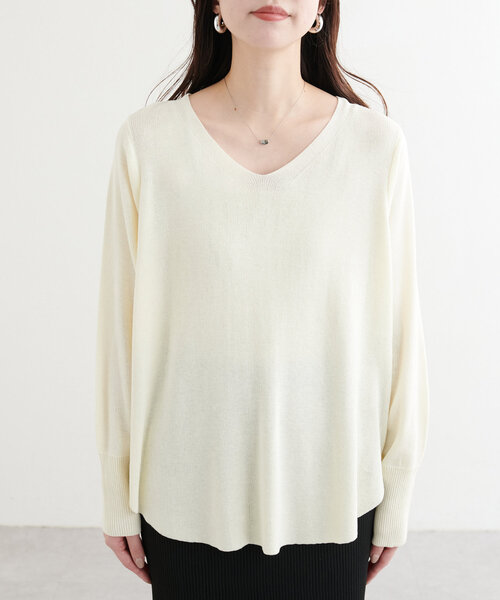 natural couture（ナチュラルクチュール）の「【ako】麻タッチⅤ開きニット（ニット/セーター・レディース・アイボリー/グレイッシュベージュ/ライム/ネイビー・FREE）」の21枚目の写真