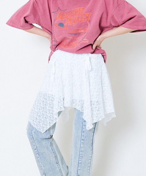 GORGE（ゴージ）の「《リボン×フリルレース》レディース ミニスカート レイヤード風デザイン 春夏秋（スカート・レディース・ブラック/オフホワイト・F）」の3枚目の写真