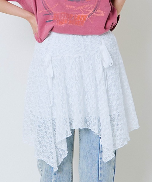 GORGE（ゴージ）の「《リボン×フリルレース》レディース ミニスカート レイヤード風デザイン 春夏秋（スカート・レディース・ブラック/オフホワイト・F）」の7枚目の写真